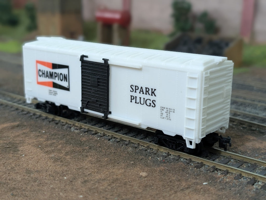 HO Scale Model Power, 40' Box Car, Champion Spark Plugs, White