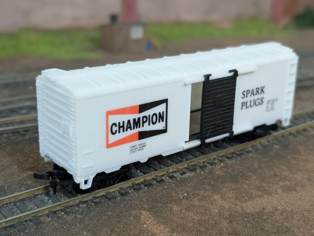 HO Scale Model Power, 40' Box Car, Champion Spark Plugs, White