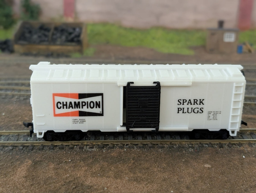HO Scale Model Power, 40' Box Car, Champion Spark Plugs, White