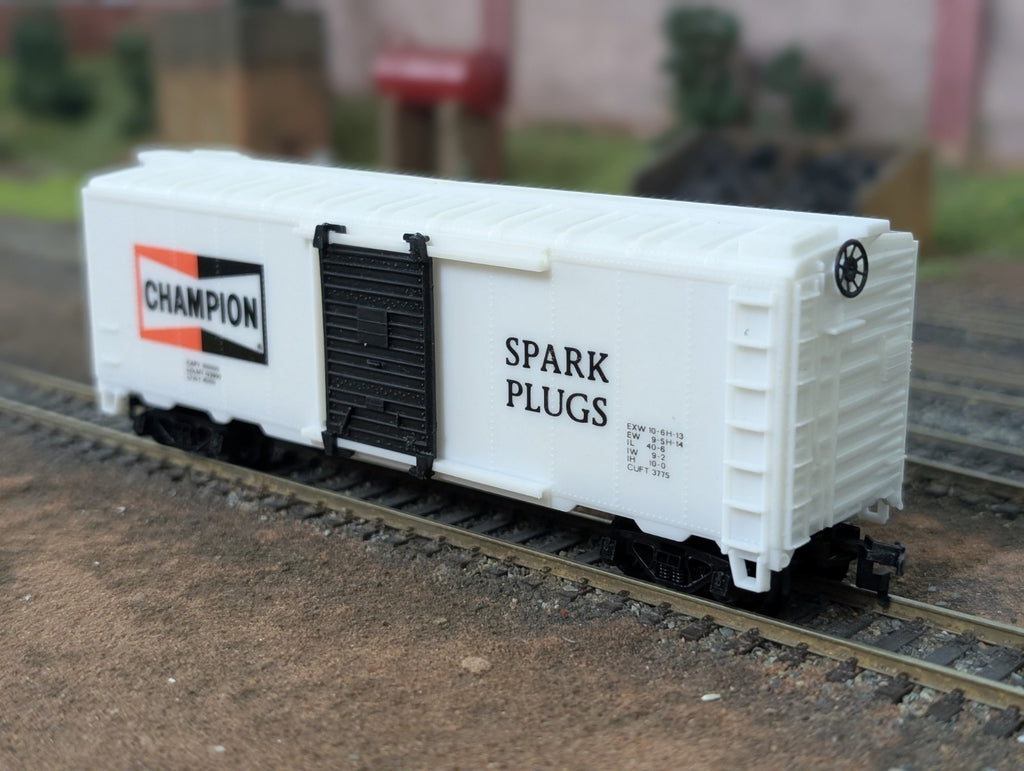 HO Scale Model Power, 40' Box Car, Champion Spark Plugs, White