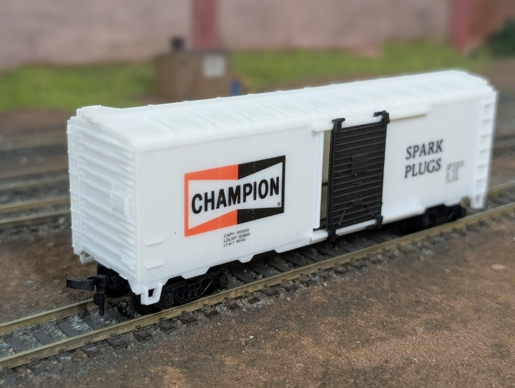 HO Scale Model Power, 40' Box Car, Champion Spark Plugs, White