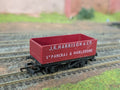 Lima OO Gauge 7-plank wagon J K Harrison and Co in red on model railway tracks
